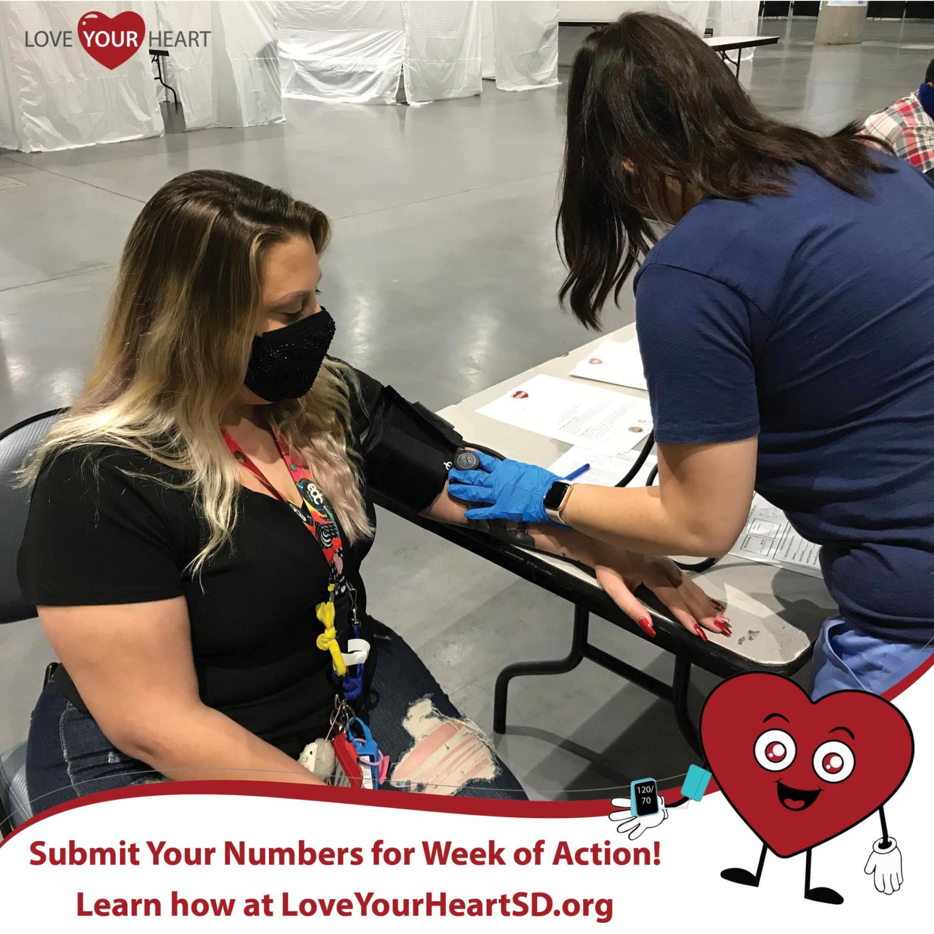 Woman getting blood pressure checked