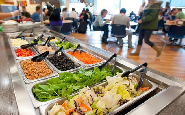 Cafeteria self-serve salad station