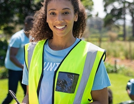Volunteer in reflective vest