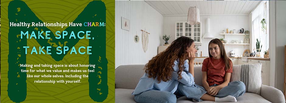 Make Space, Take Space - Mom and daughter talk on a couch