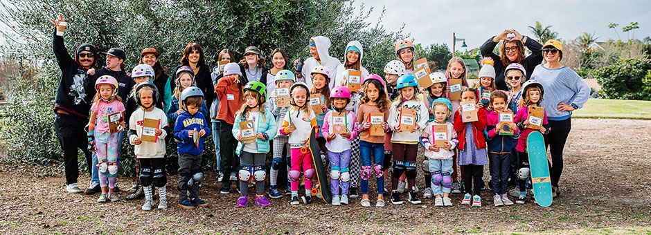Group of girls with skateboards