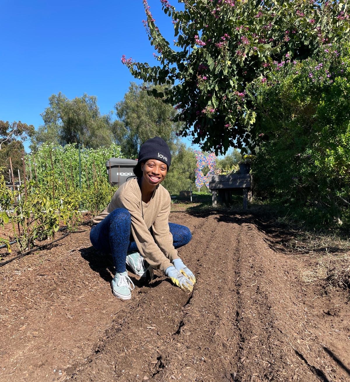 April Flowers sowing seeds at olivewood