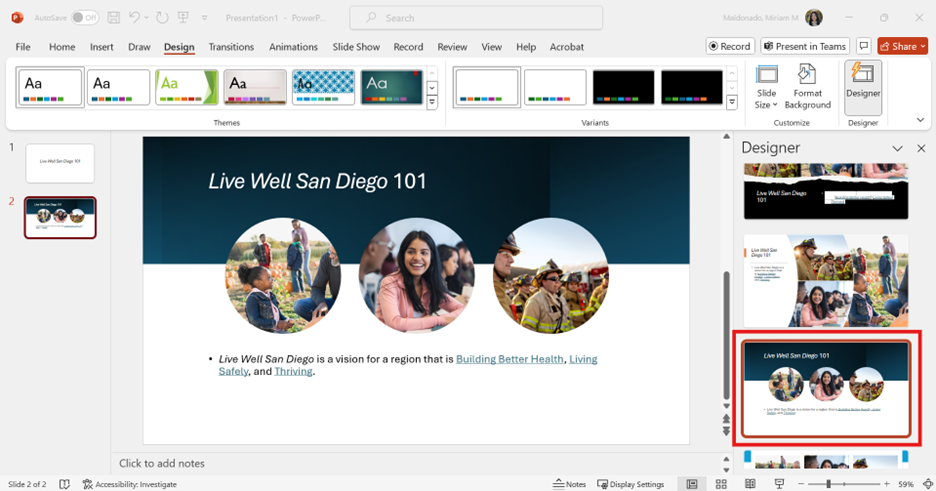 PowerPoint Designer Feature for Quick Layouts