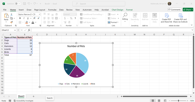 Excel pie chart example