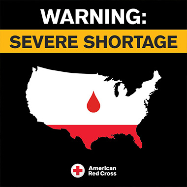 sever blood shortage in the united states