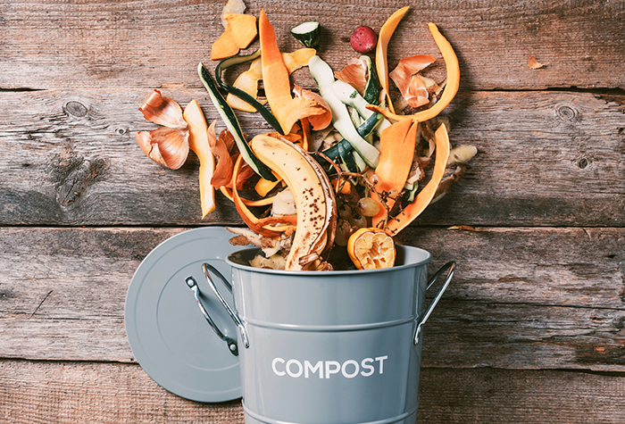 Food in a composting bin