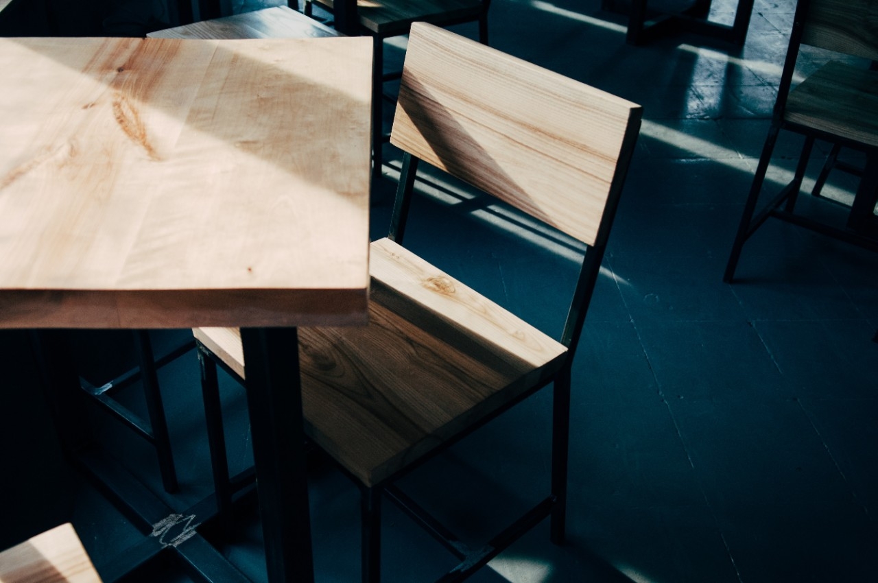empty chair next to desk