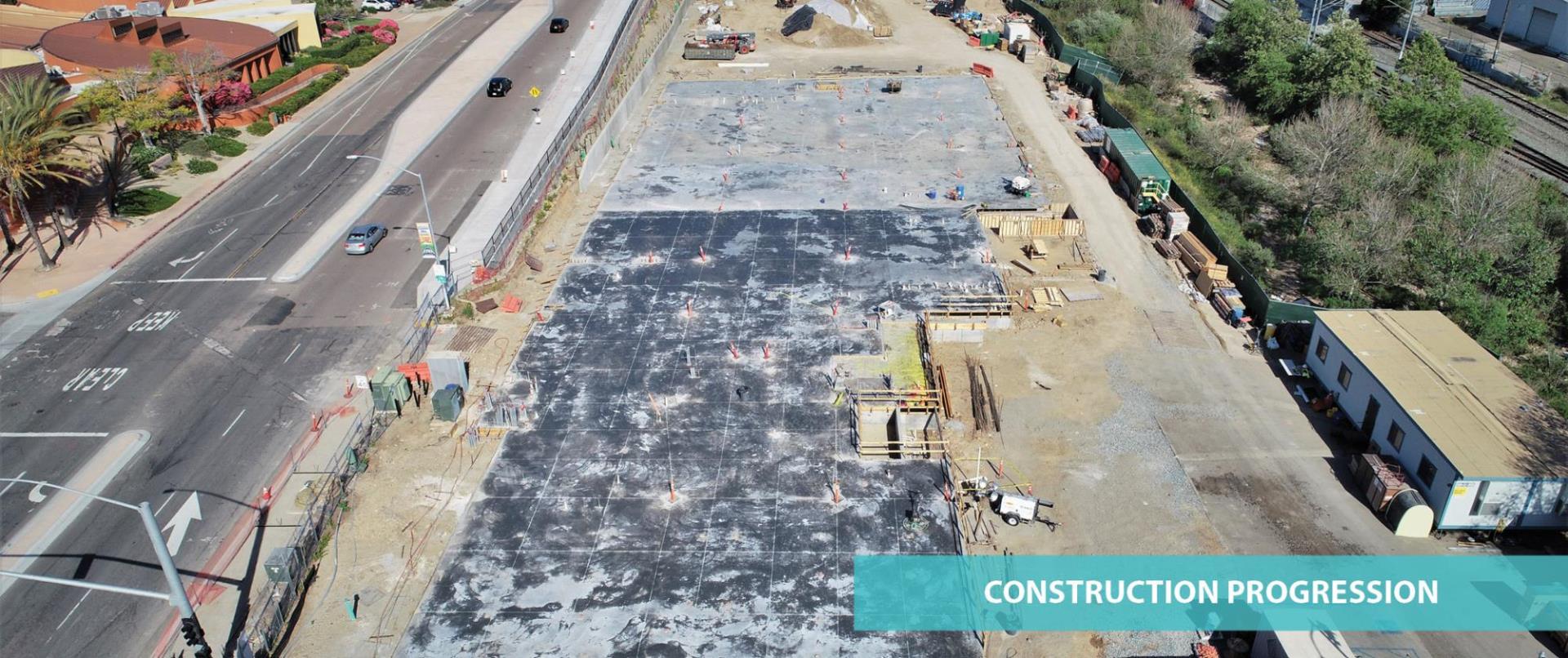 Construction progression, cement has been laid