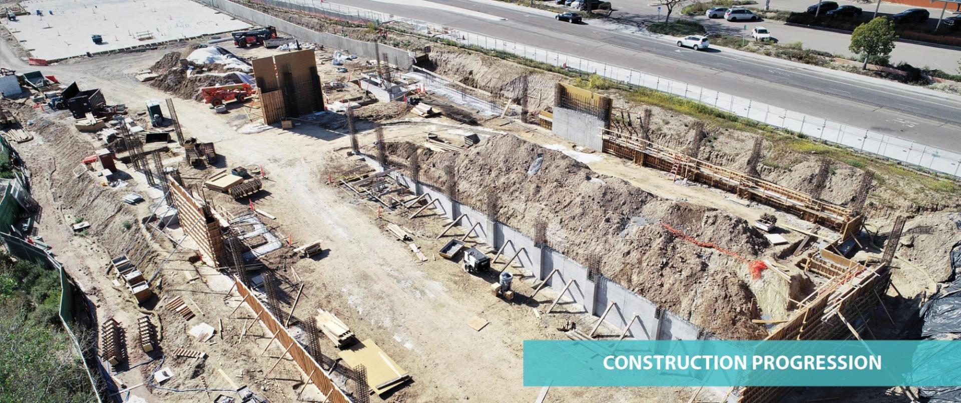 Construction progression, cement has been laid