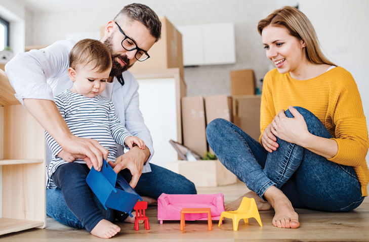 Family connecting at home together