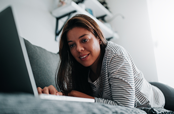Woman connects with friends online